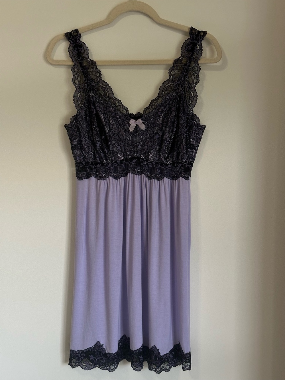 Soma Lavender & Black Lace Chemise Nightgown Size L